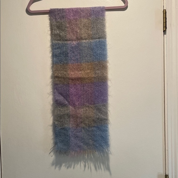 Accessories - Vintage Mohair Argyle Rectangular Plaid Multicolor Scarf